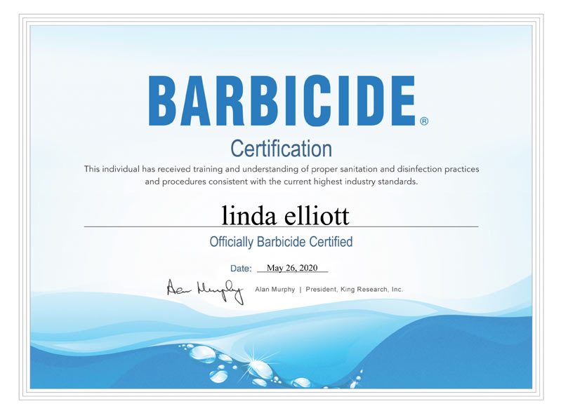 Certificate from Barbicide
